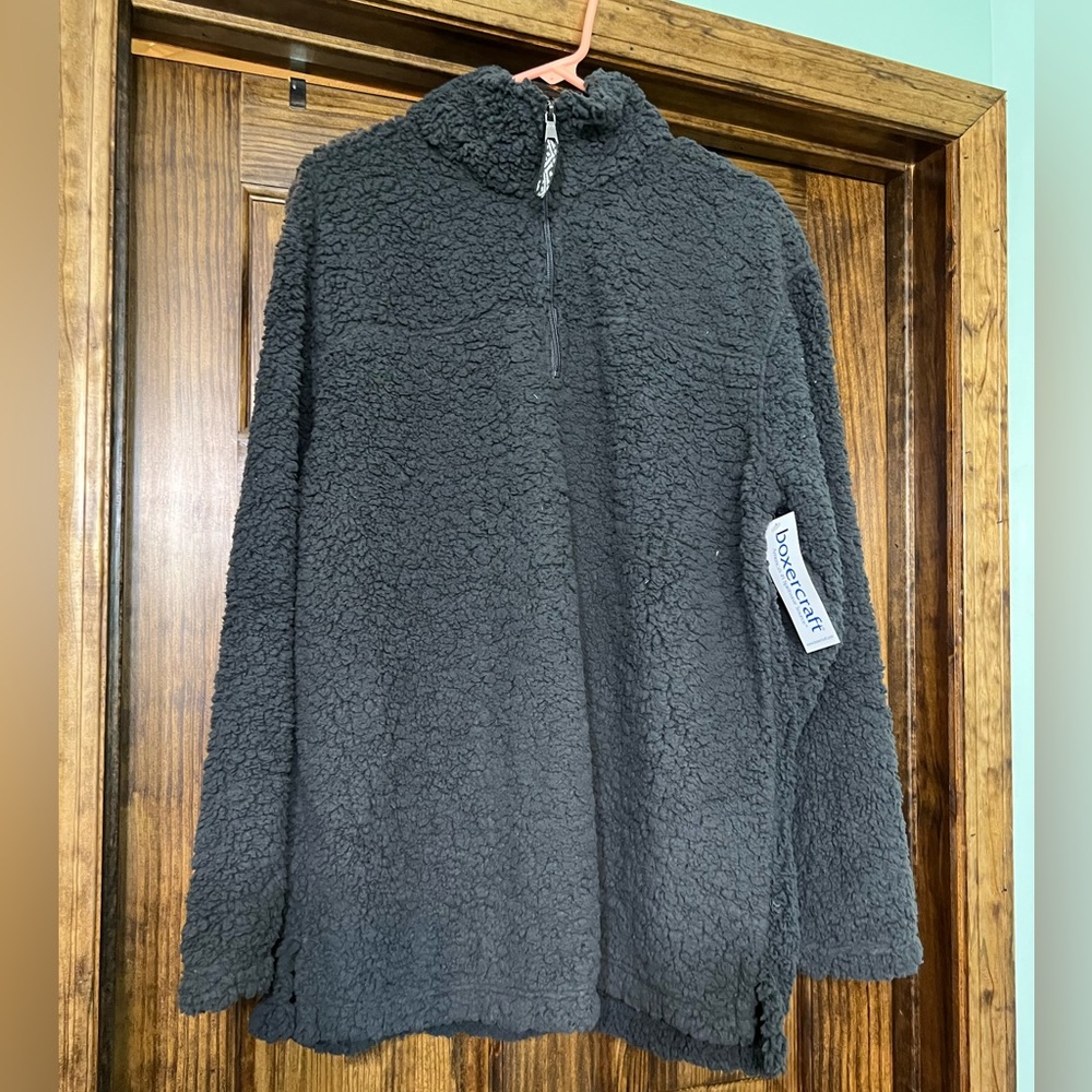 New! Quarter Zip Gray Sherpa XL